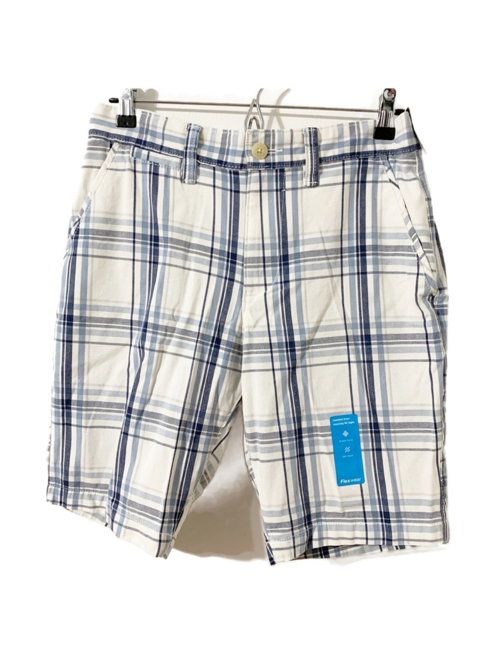 NWT Sonoma Goods For Life Flat Front Flexwear Plaid Shorts Flexible Waistband